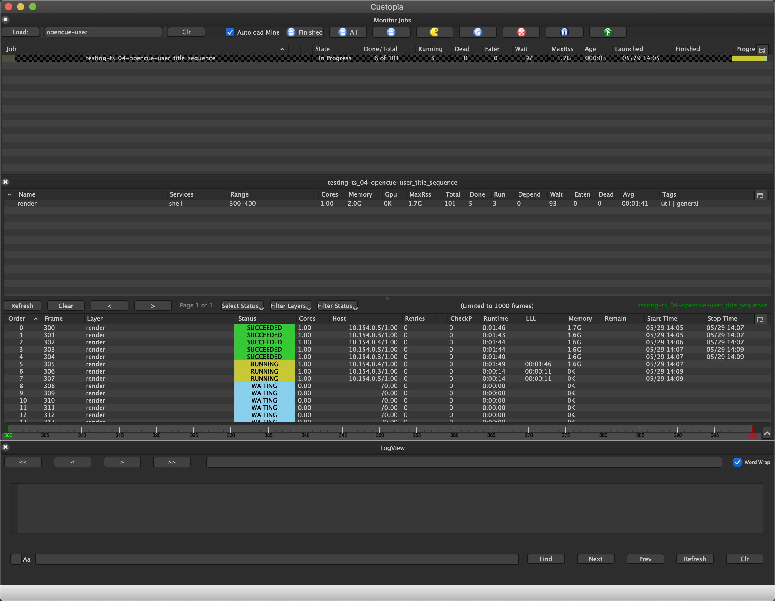 Monitoring the status of individual job layers and
frames